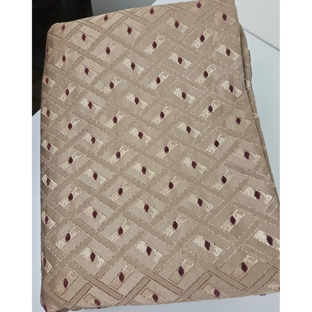 JCPenney Home Vintage 4 Gold Metallic Burgundy Geometric Jacquard Curtains 84x54